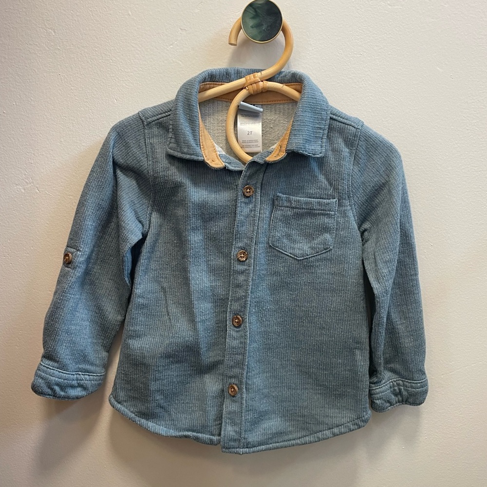 Blue Button-Up Flannel Shirt